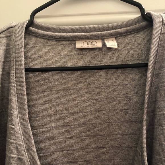 LOGO Lori Goldstein raised stripe zip cardigan - Picture 2 of 7